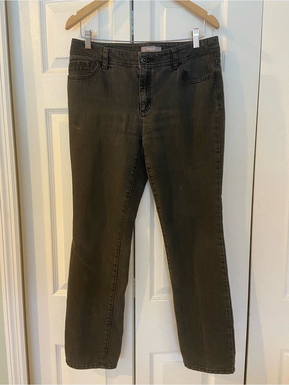 Chico's Straight Leg Jeans in Dark Olive